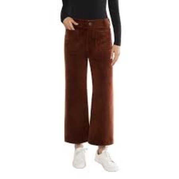 Matty M High-Rise Wide Leg Retro 70s Stretch Corduroy Pants Patch Pocket Lg - Picture 10 of 11